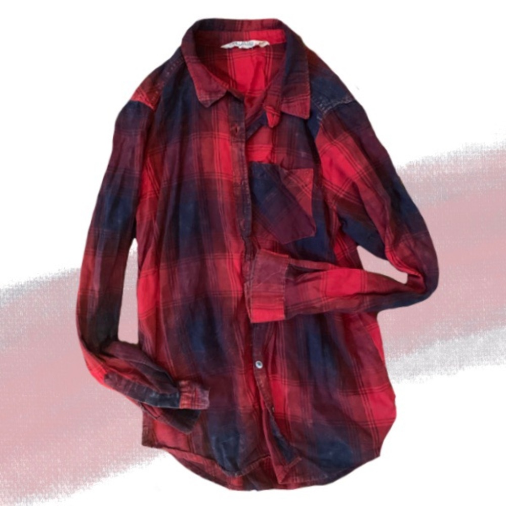 🌸 VANILLA STAR Red Plaid Button Flannel